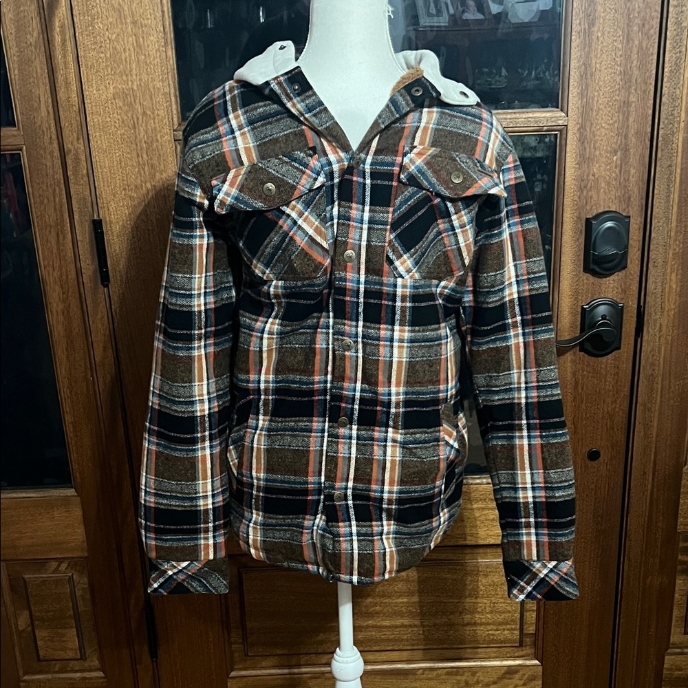 NWOT Legendary Whitetails Plaid Sherpa Lined Jacket - Black, Brown, White